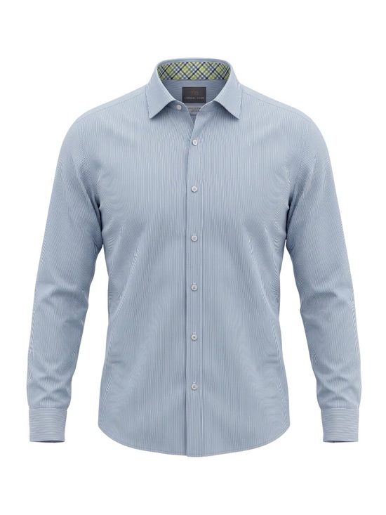Thomas Dean Other - Thomas Dean Blue White Thin Stripe Pima Cotton Flip Cuff LS Shirt